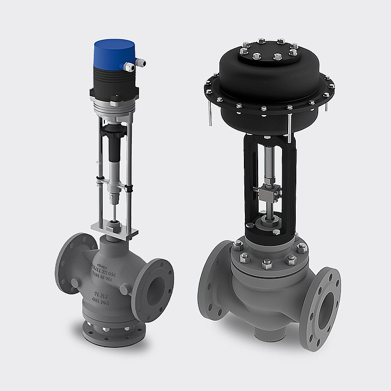 Control Valves made of Cast Iron with electric or pneumatic actuators