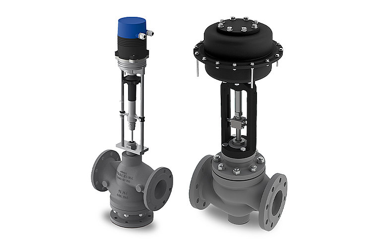 Control Valves made of Cast Iron with electric or pneumatic actuators